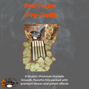 Strictly Fire Premium Pre-rolls featuring 6 strains, delivering smooth, flavorful hits and potent effects.